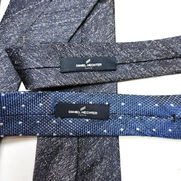 Daniel Hechter Paris Necktie Lot of Two Blue Men's Silk Tie 100% Silk Tie - Picture 5 of 6